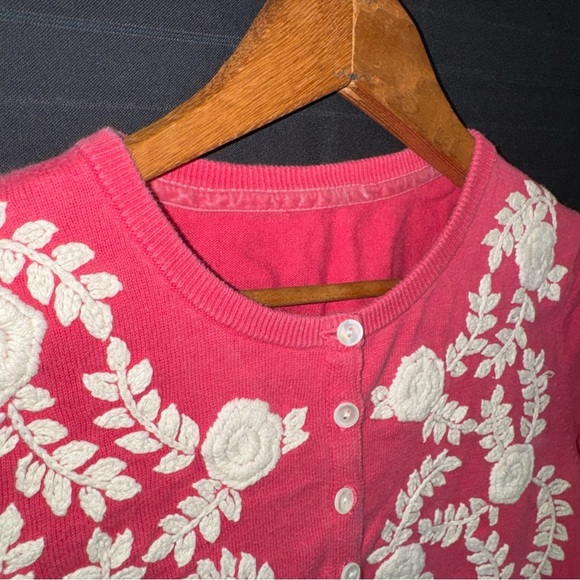 Sundance Sweater Womens Sz XS Pink Cardigan Embroidered Button Cotton Floral - Picture 7 of 9